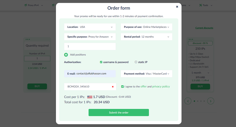 how to get proxy ip address